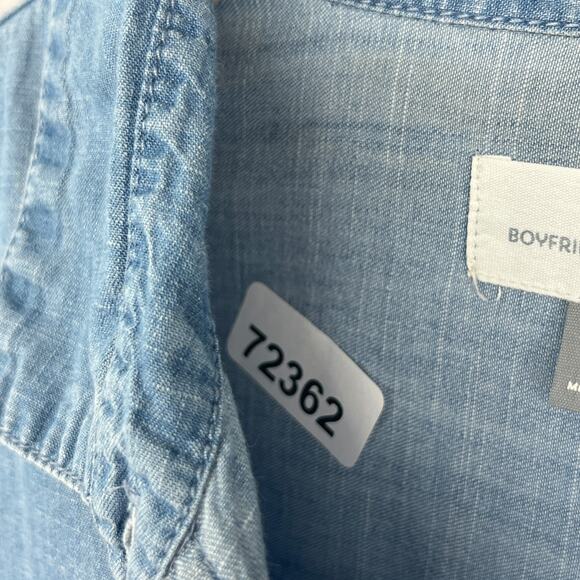 OLD NAVY Top Womens S BOYFRIEND Denim Chambray Button Up Tunic Shirt Cotton Blue - Picture 12 of 12